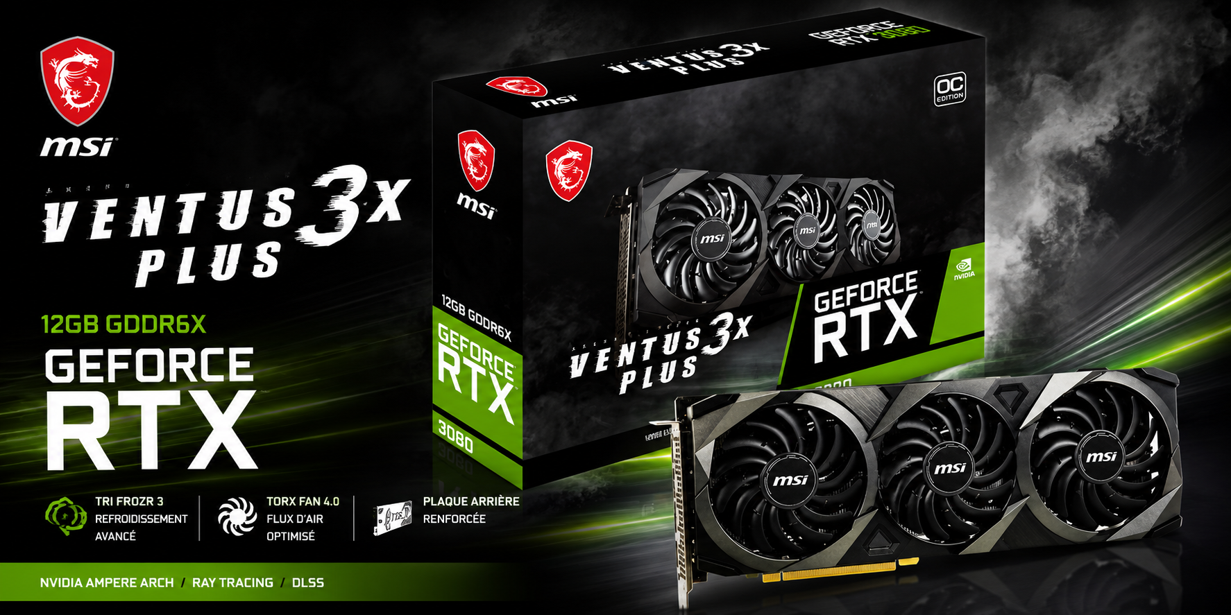🎮 Carte Graphique MSI GeForce RTX 3080 Ventus Plus 12Go OC LHR – Performance Extrême 4K au meilleur prix en Tunisie
